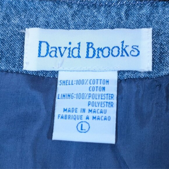 VTG 90s David Brooks Denim Vest Floral Embroidered Lined sz L Cottagecore Fairy - Picture 3 of 7